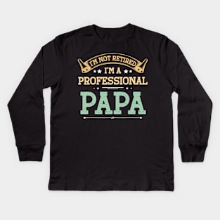 Retired Papa Father's Day Vintage Retro Kids Long Sleeve T-Shirt